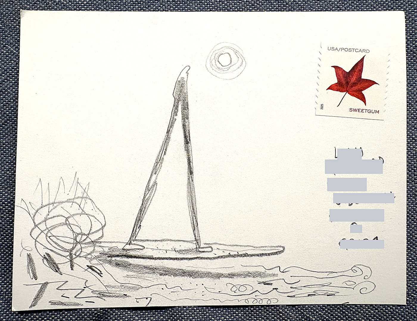 Postcard drawing sent to send cheer