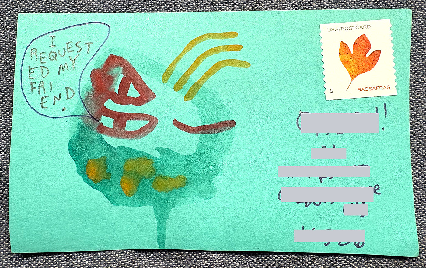 Postcard drawing sent to send cheer