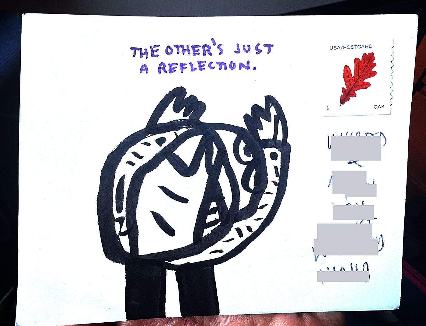 Postcard drawing sent to send cheer