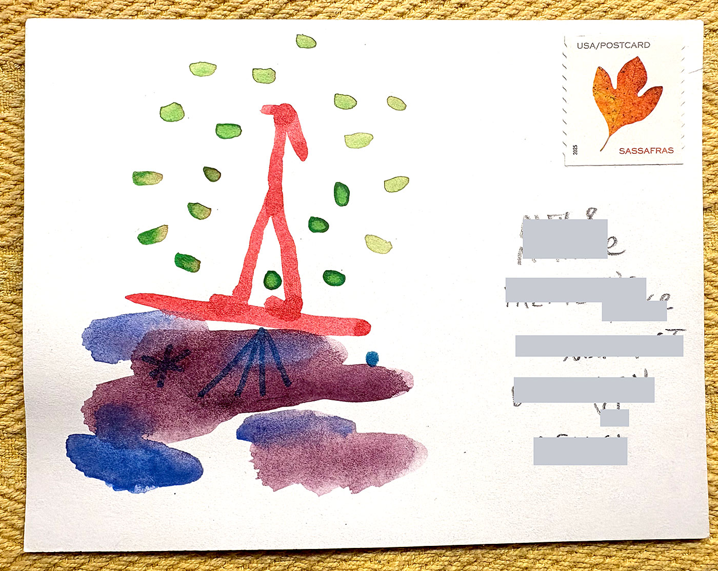 Postcard drawing sent to send cheer