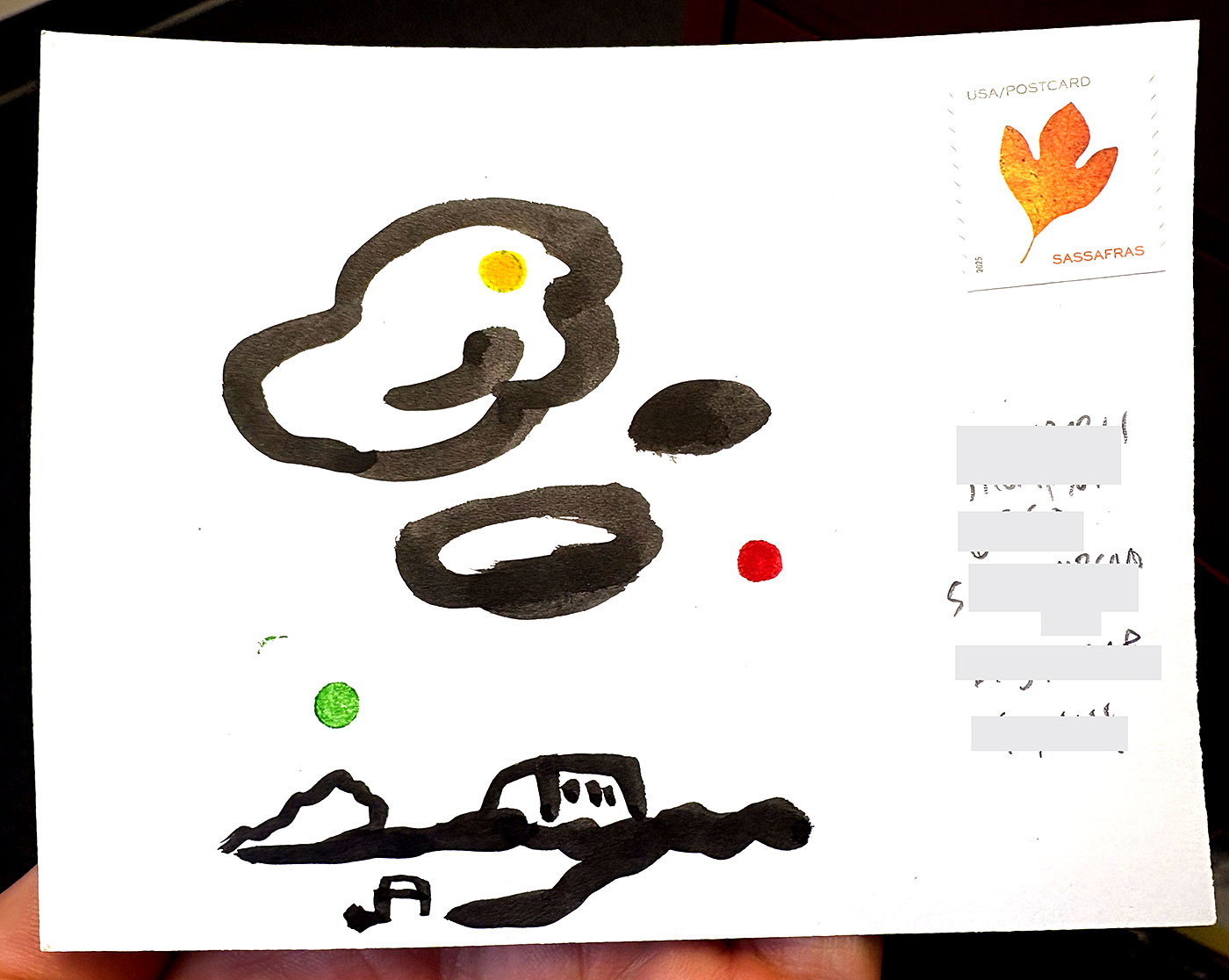 Postcard drawing sent to send cheer