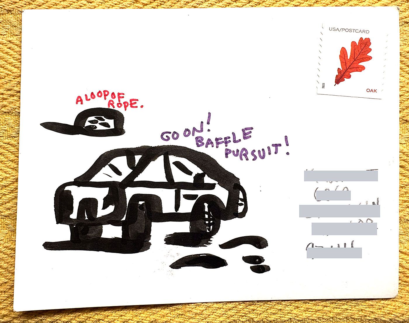Postcard drawing sent to send cheer