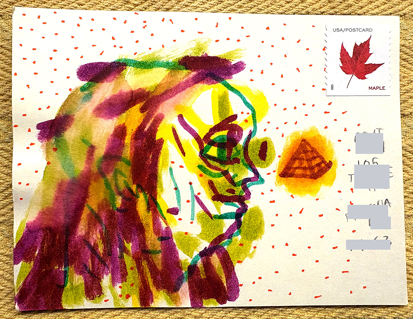 Postcard drawing sent to send cheer