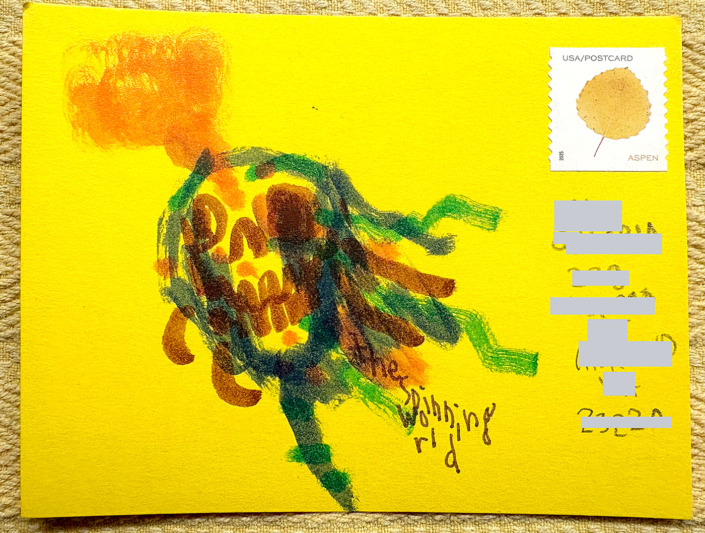Postcard drawing sent to send cheer