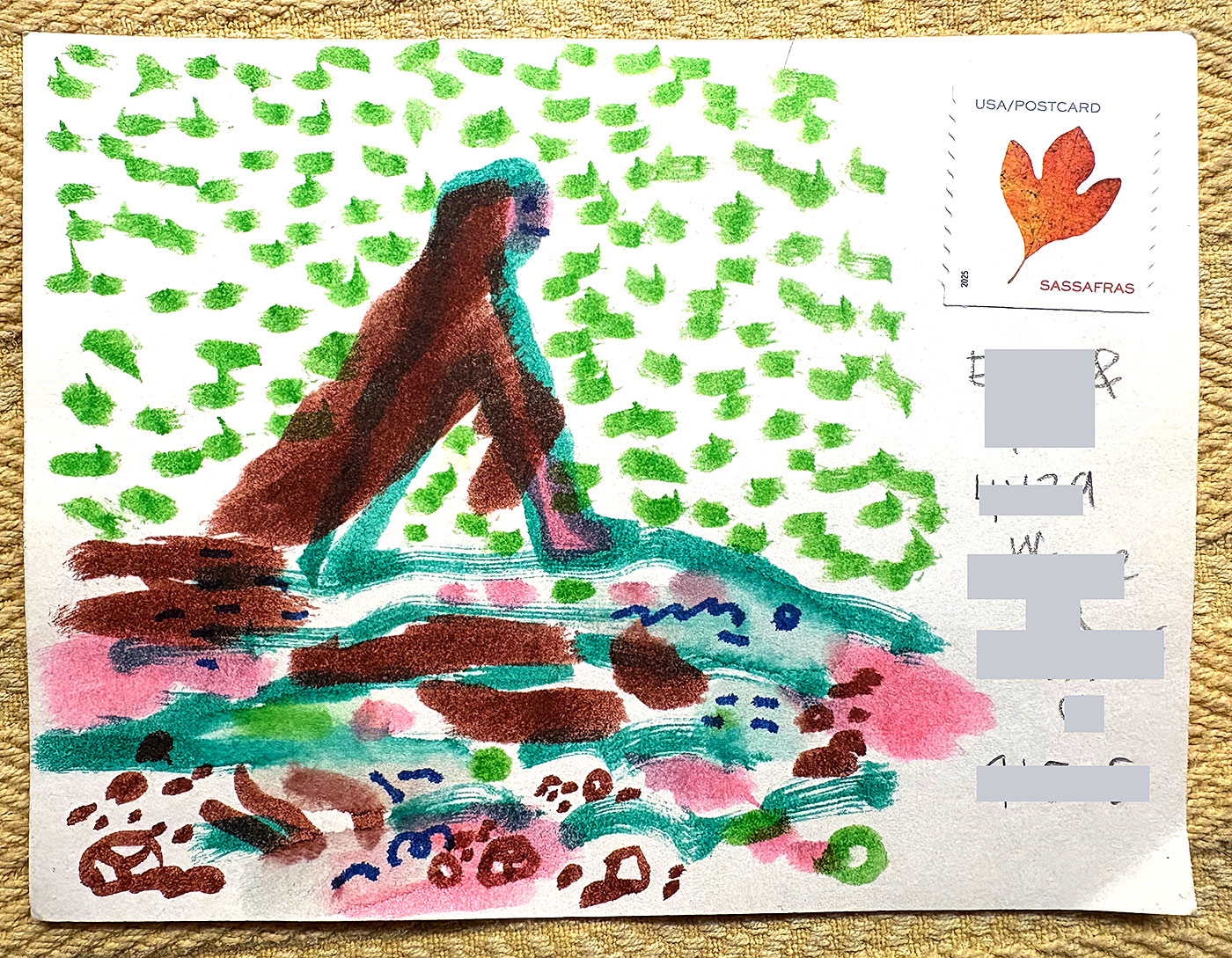 Postcard drawing sent to send cheer