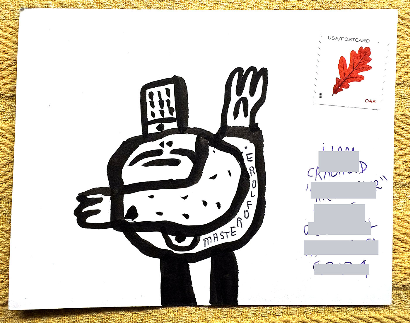 Postcard drawing sent to send cheer