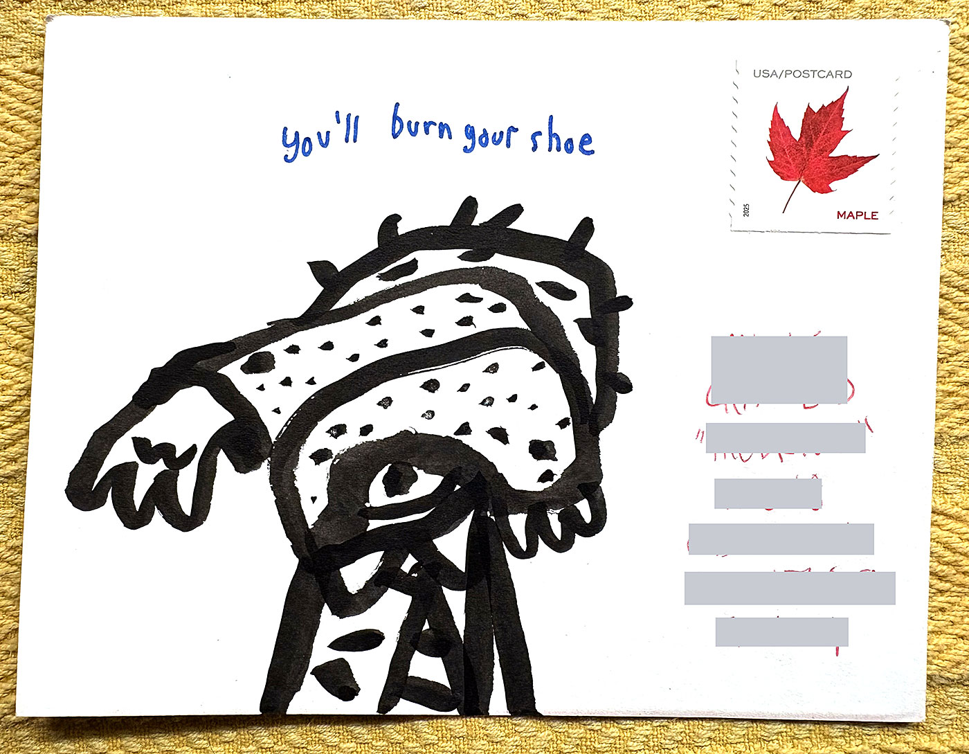 Postcard drawing sent to send cheer