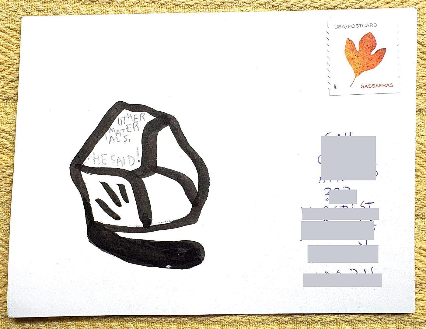 Postcard drawing sent to send cheer