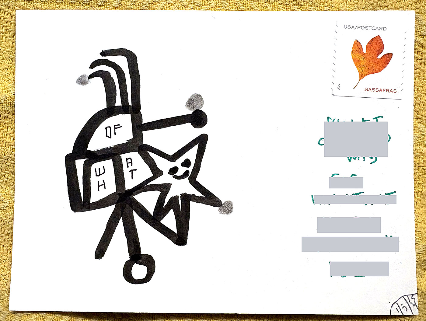 Postcard drawing sent to send cheer