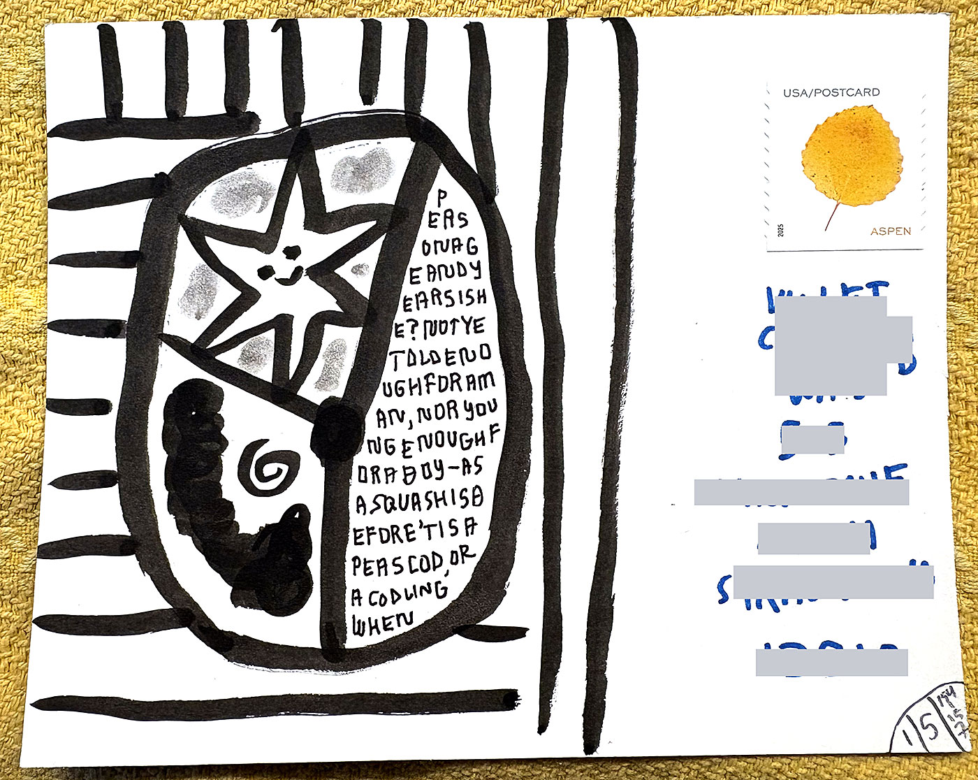 Postcard drawing sent to send cheer