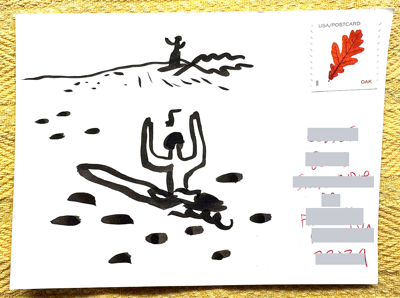 Postcard drawing sent to send cheer