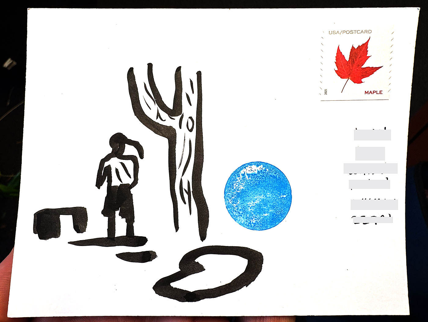 Postcard drawing sent to send cheer
