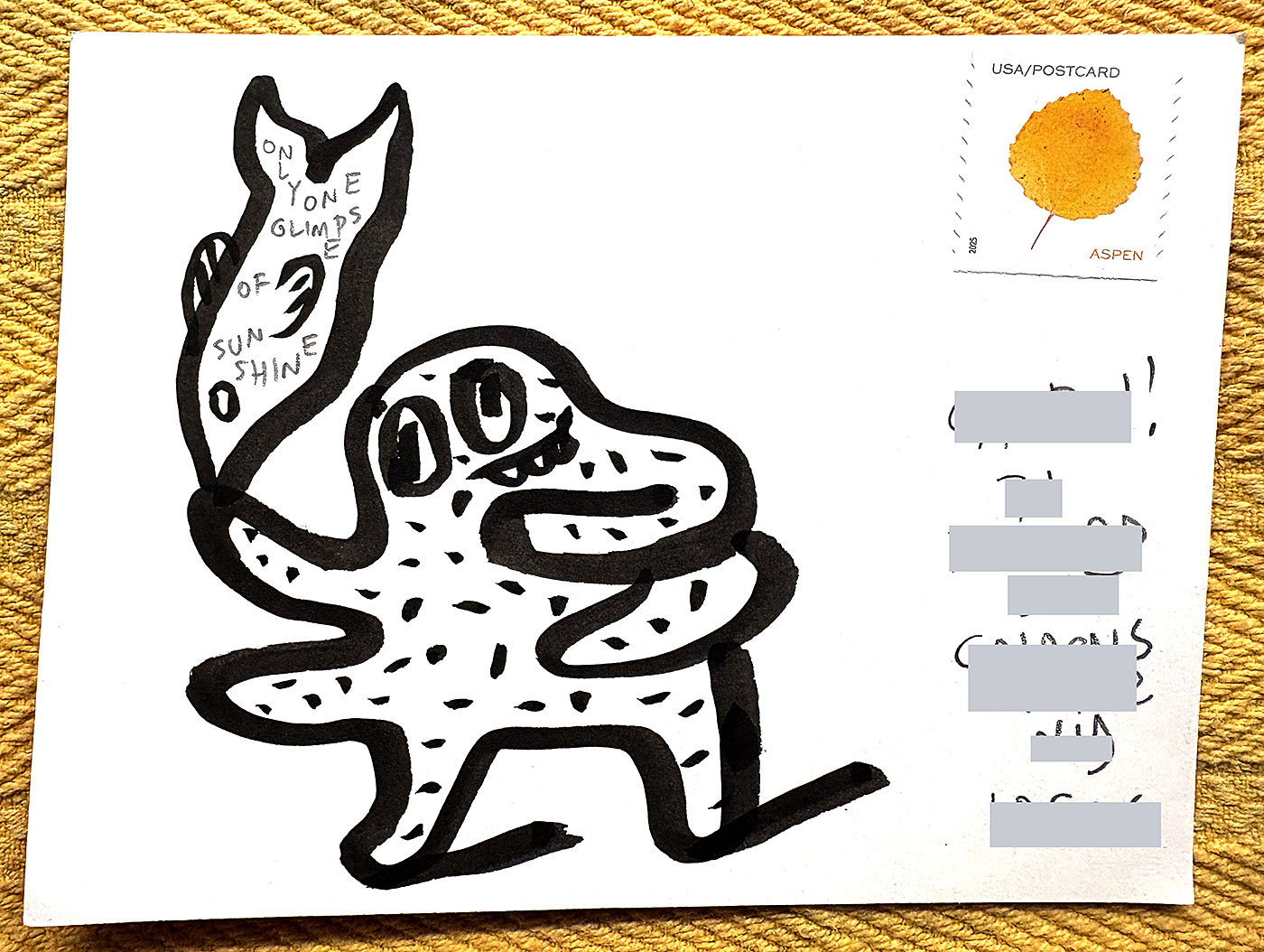 Postcard drawing sent to send cheer