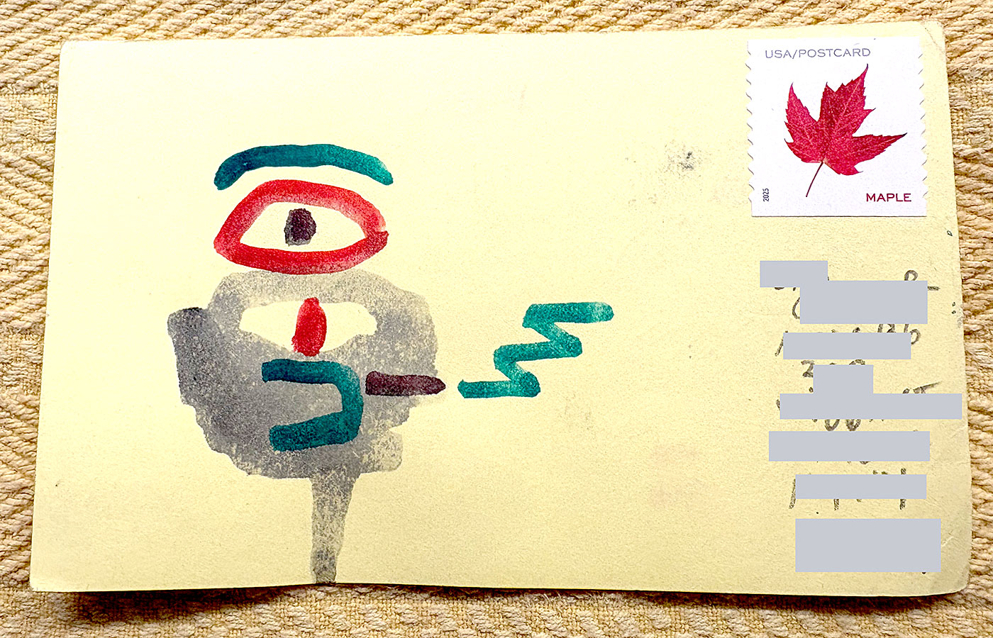 Postcard drawing sent to send cheer