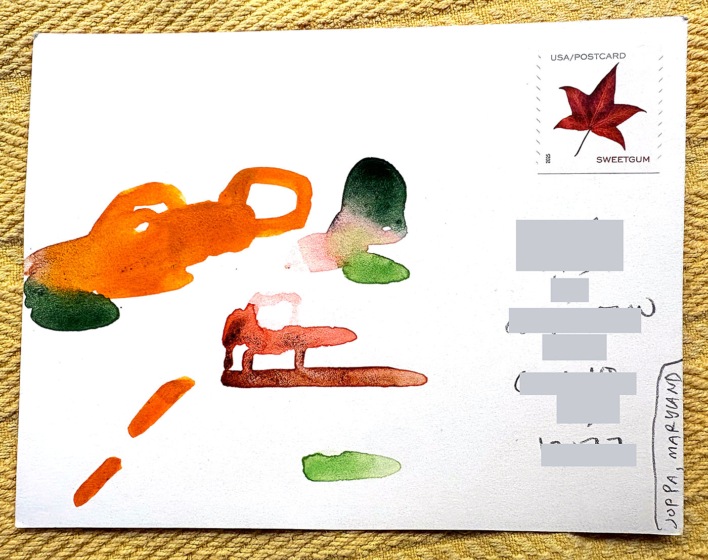 Postcard drawing sent to send cheer