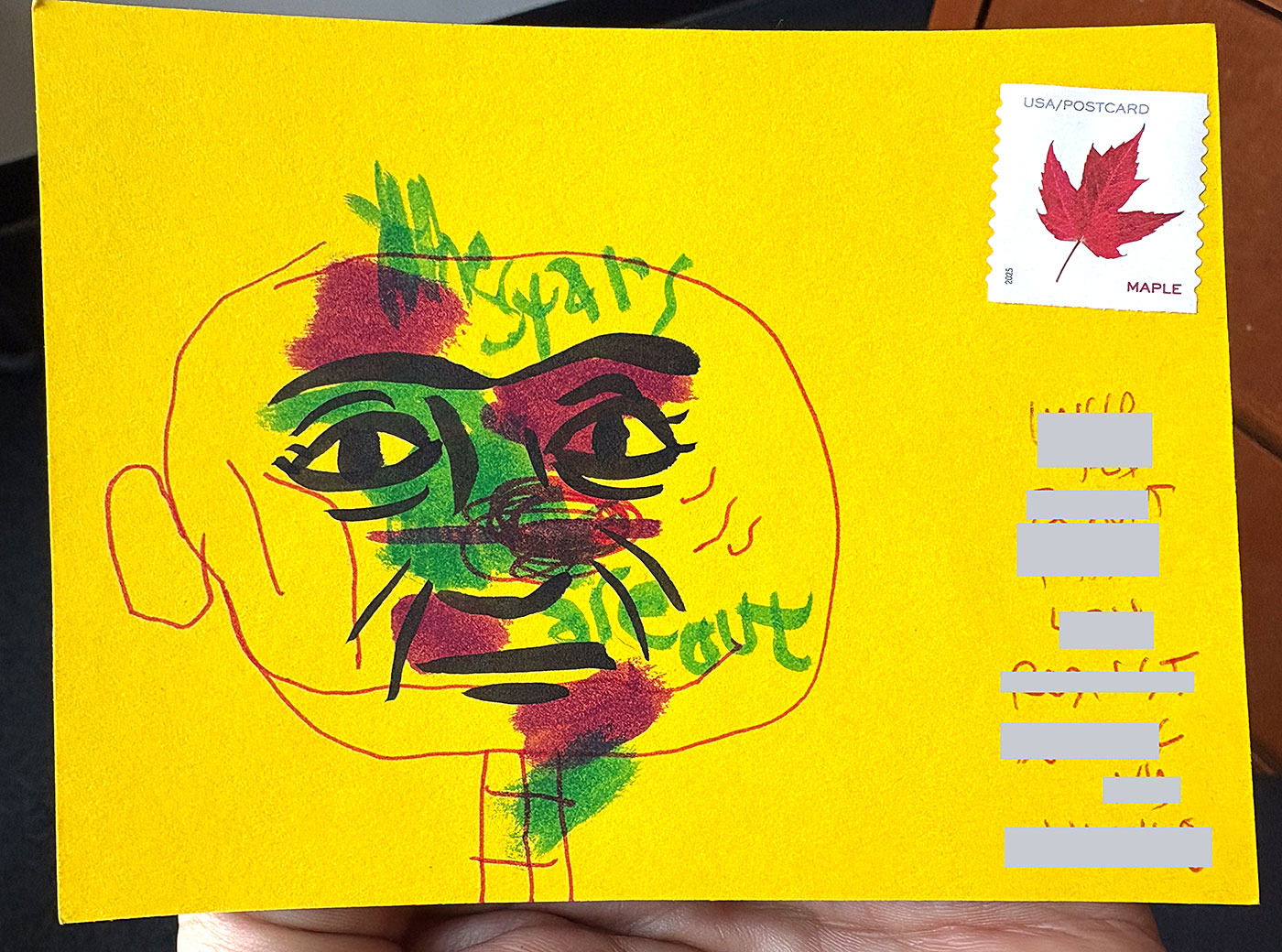 Postcard drawing sent to send cheer
