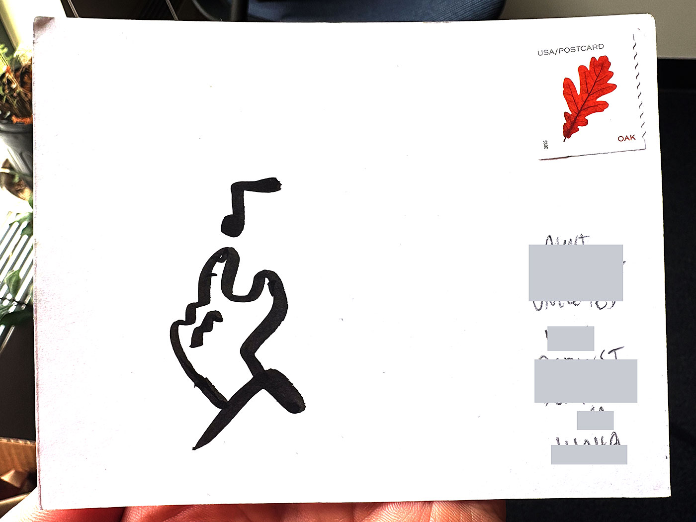 Postcard drawing sent to send cheer