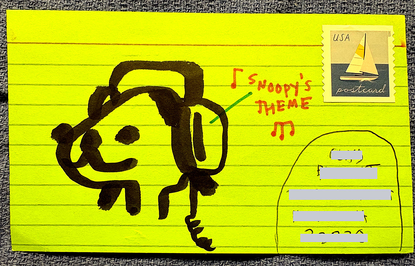 Postcard drawing sent to send cheer