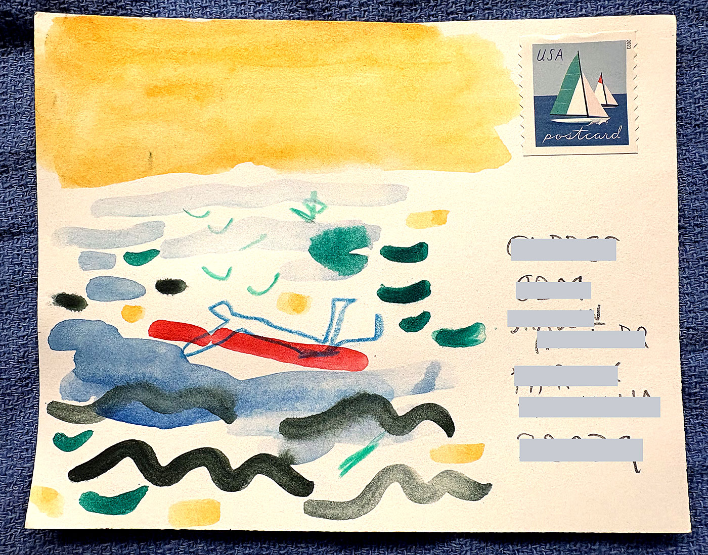 Postcard drawing sent to send cheer