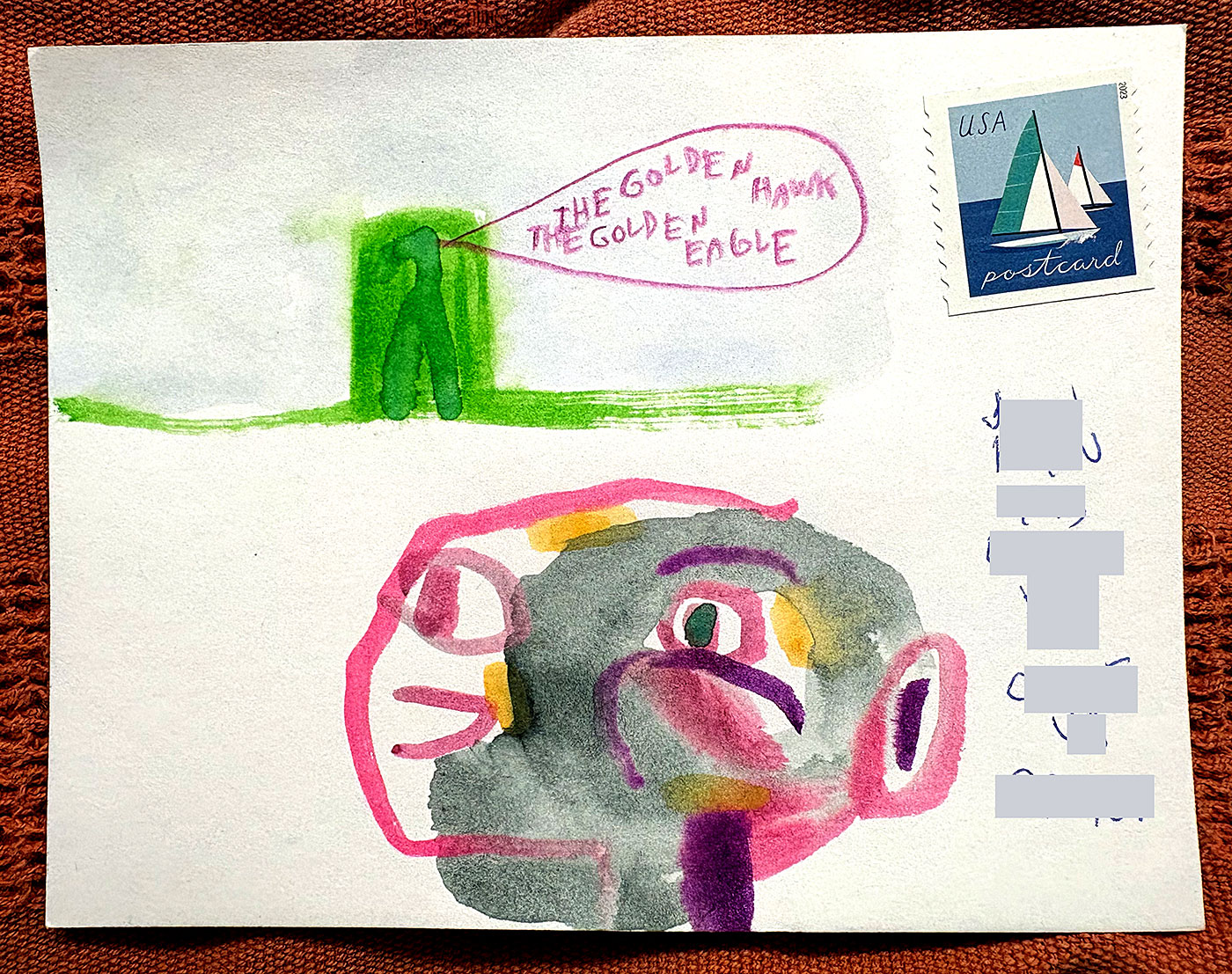 Postcard drawing sent to send cheer