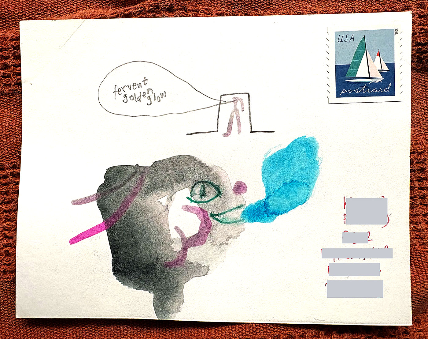 Postcard drawing sent to send cheer