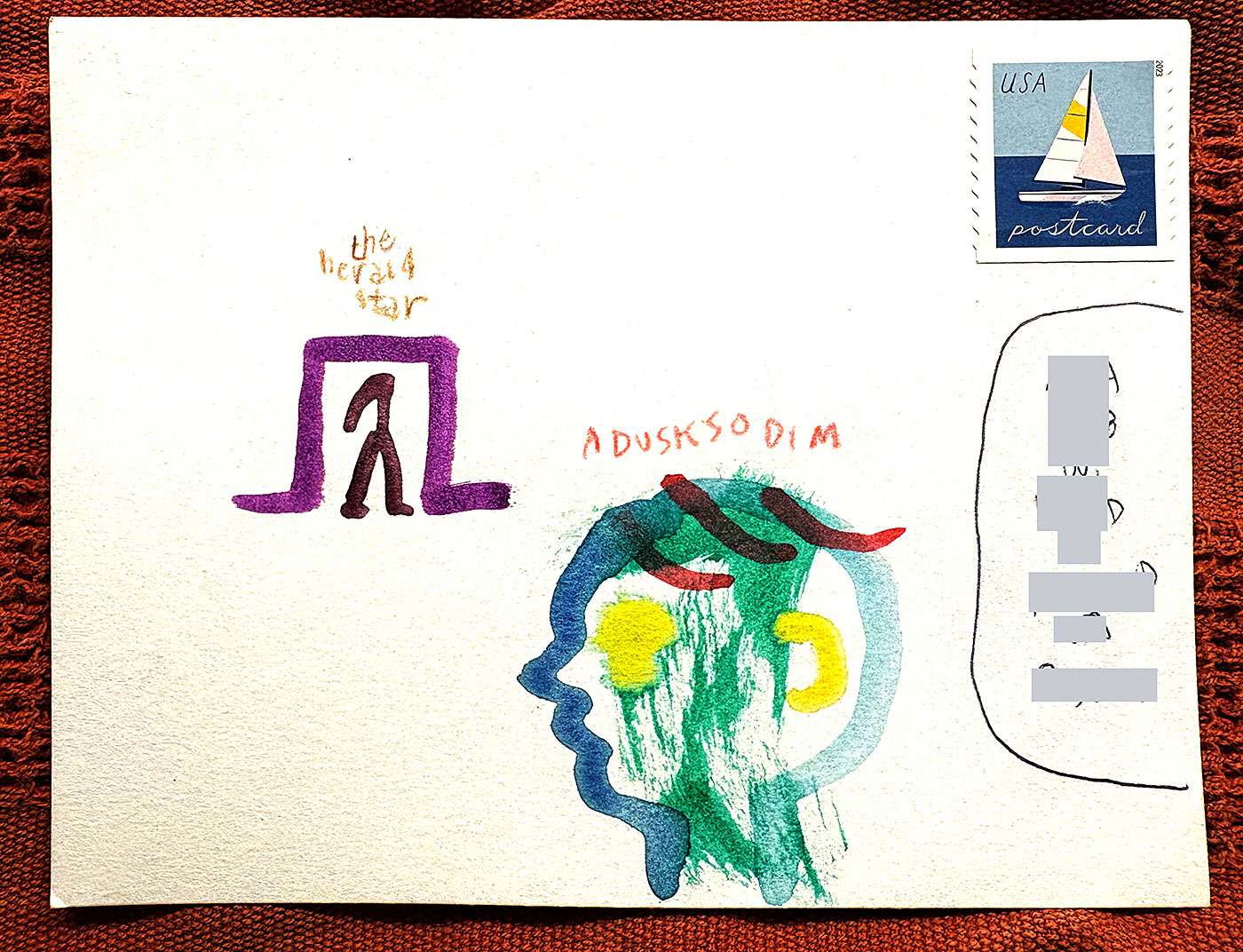 Postcard drawing sent to send cheer