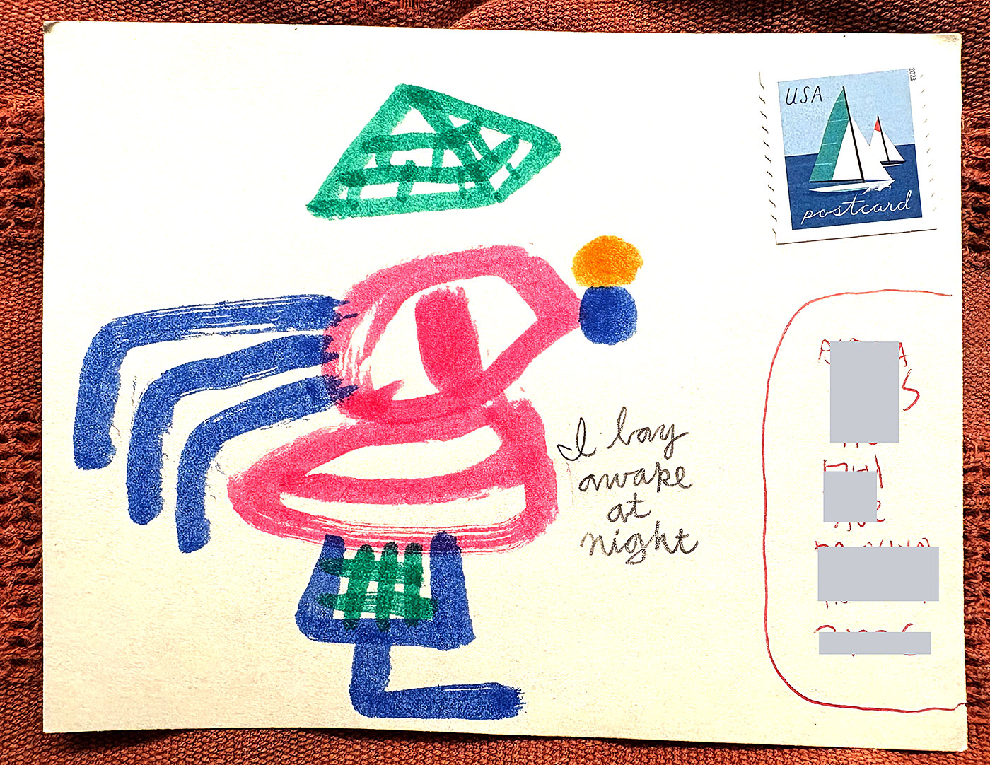 Postcard drawing sent to send cheer