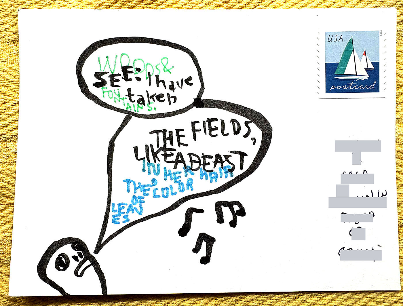 Postcard drawing sent to send cheer