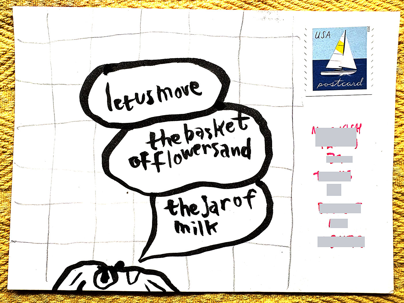 Postcard drawing sent to send cheer