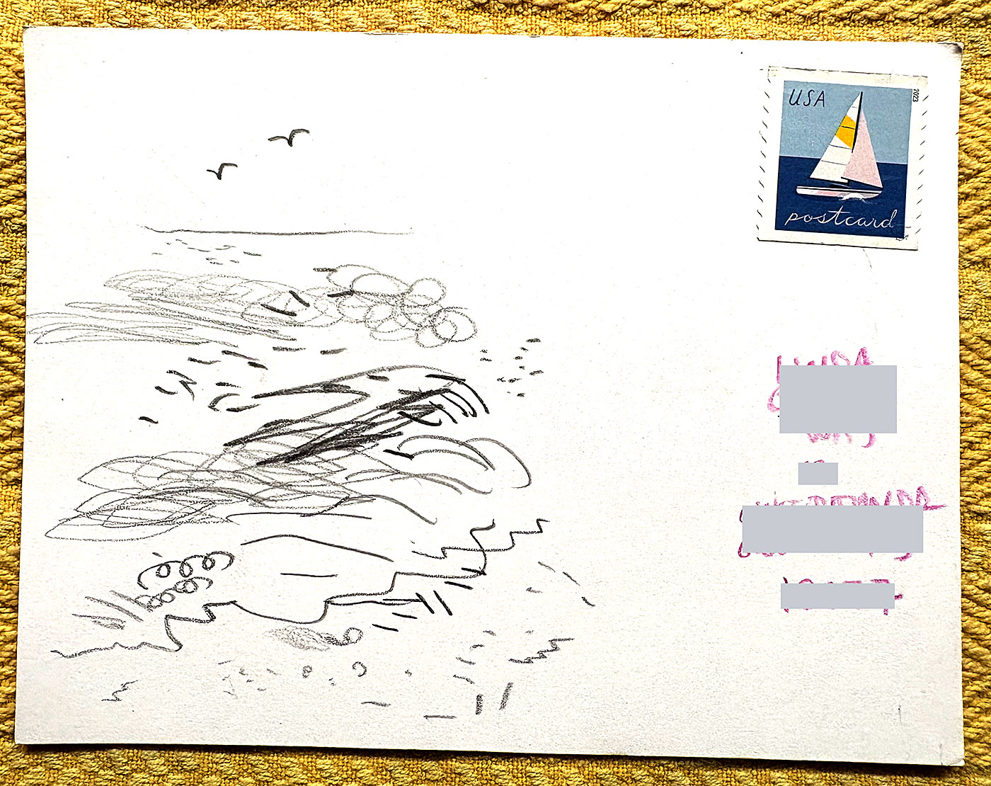 Postcard drawing sent to send cheer