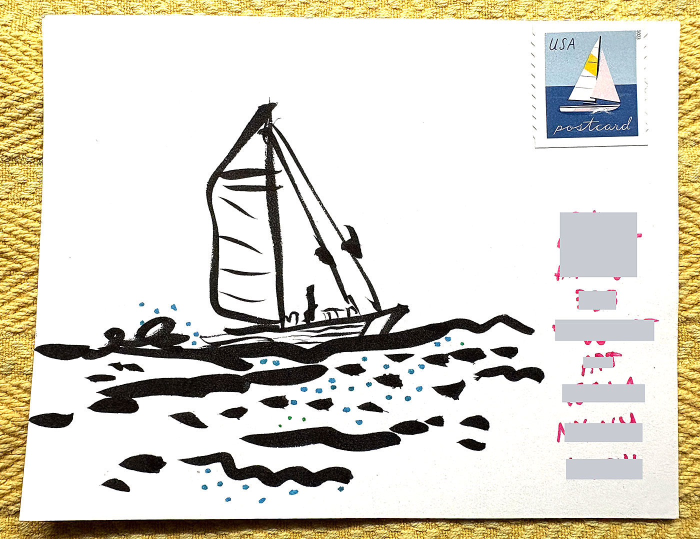 Postcard drawing sent to send cheer
