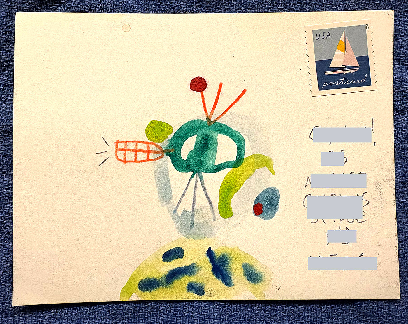 Postcard drawing sent to send cheer