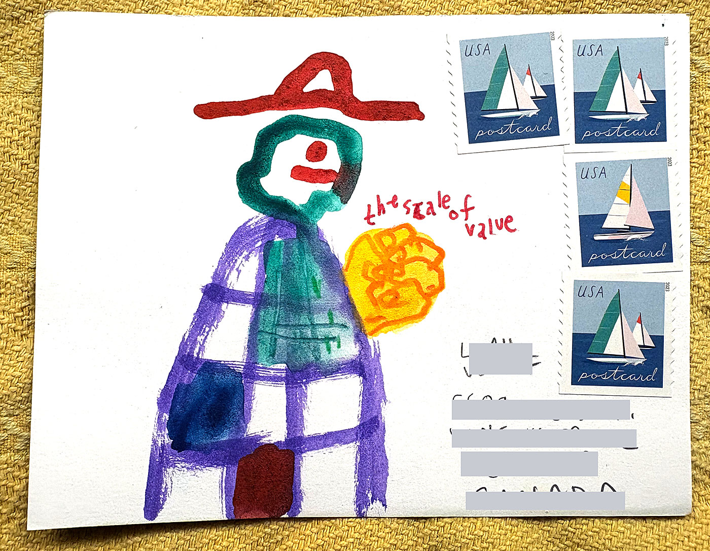 Postcard drawing sent to send cheer