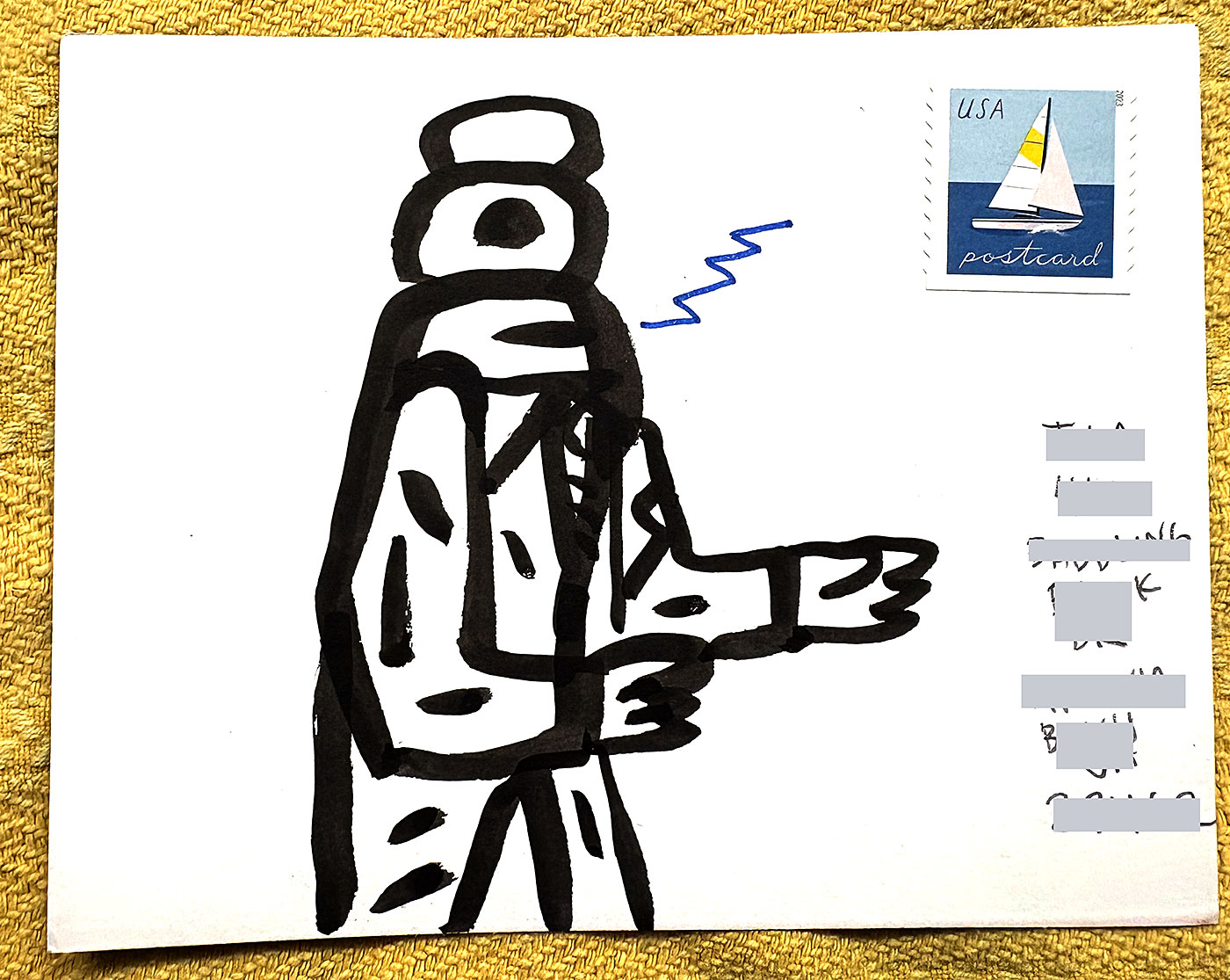 Postcard drawing sent to send cheer