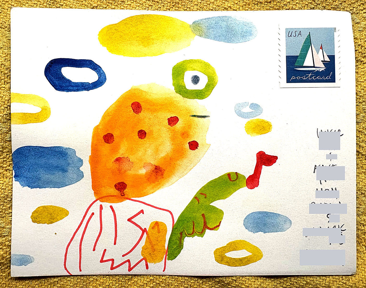 Postcard drawing sent to send cheer