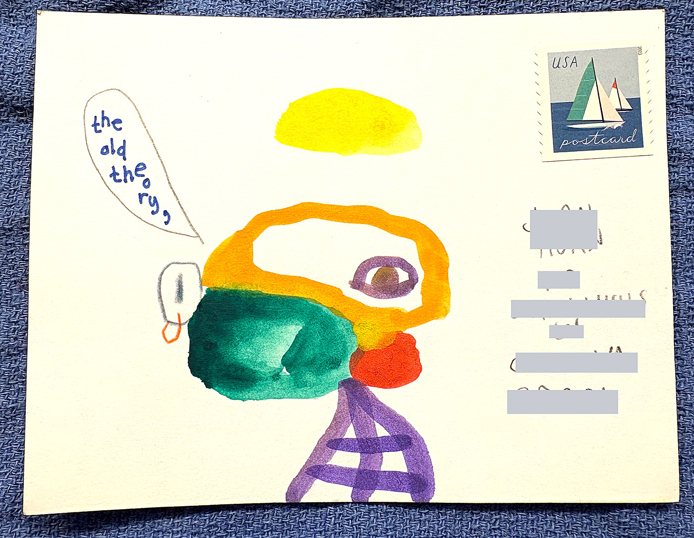 Postcard drawing sent to send cheer