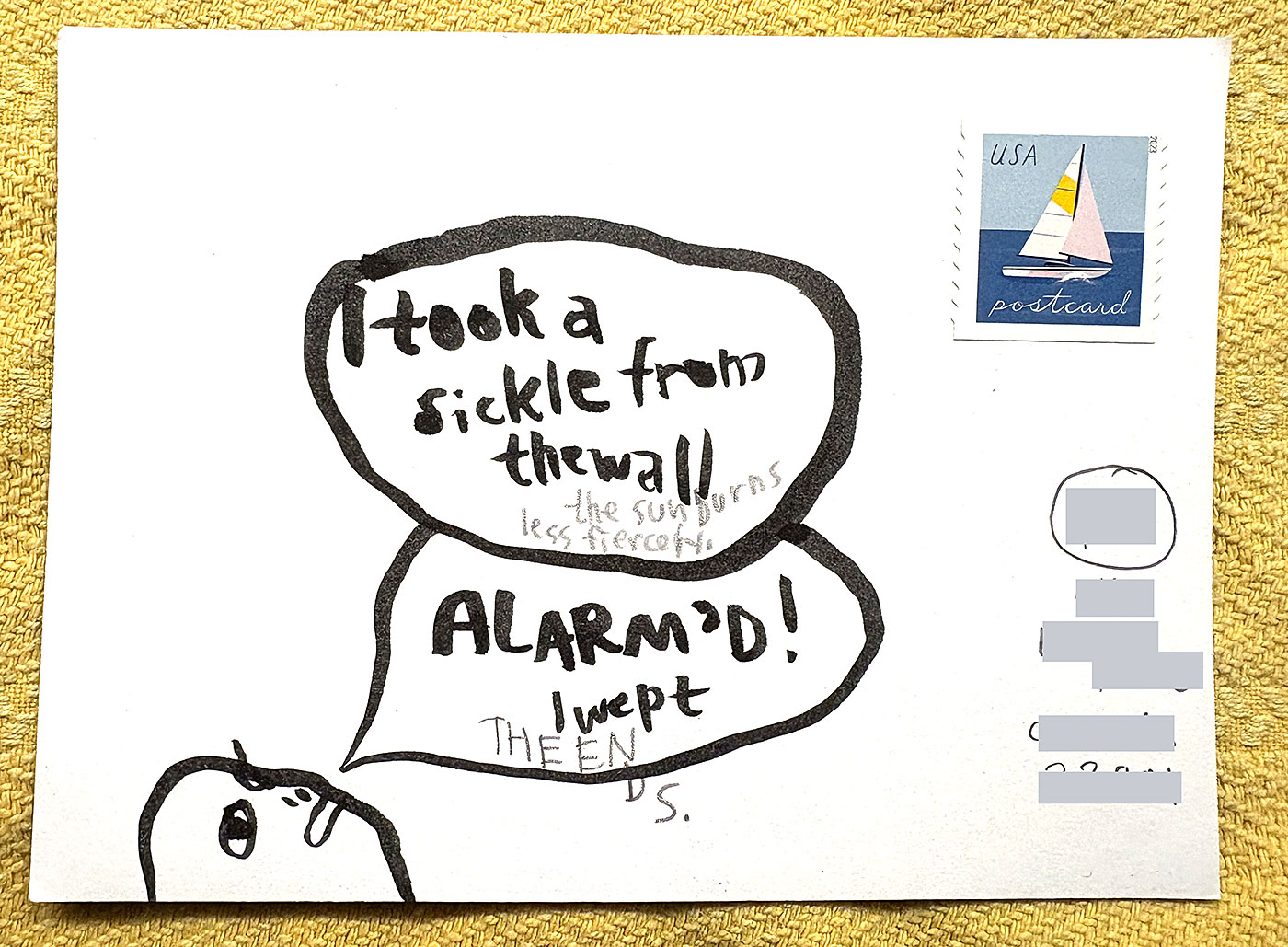 Postcard drawing sent to send cheer