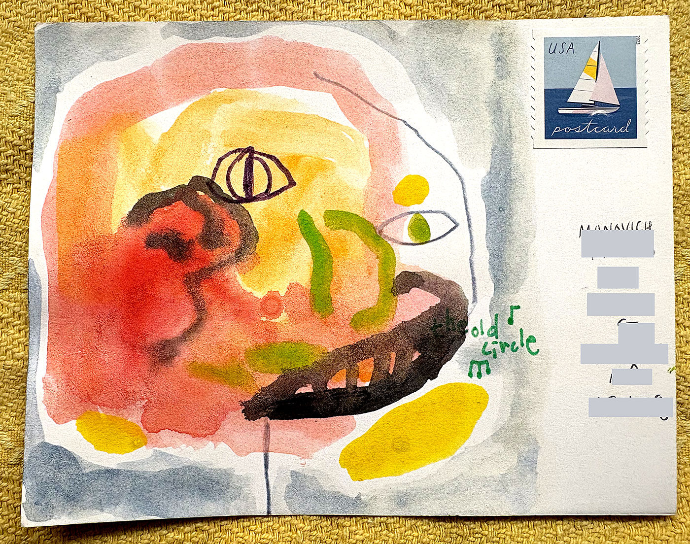 Postcard drawing sent to send cheer