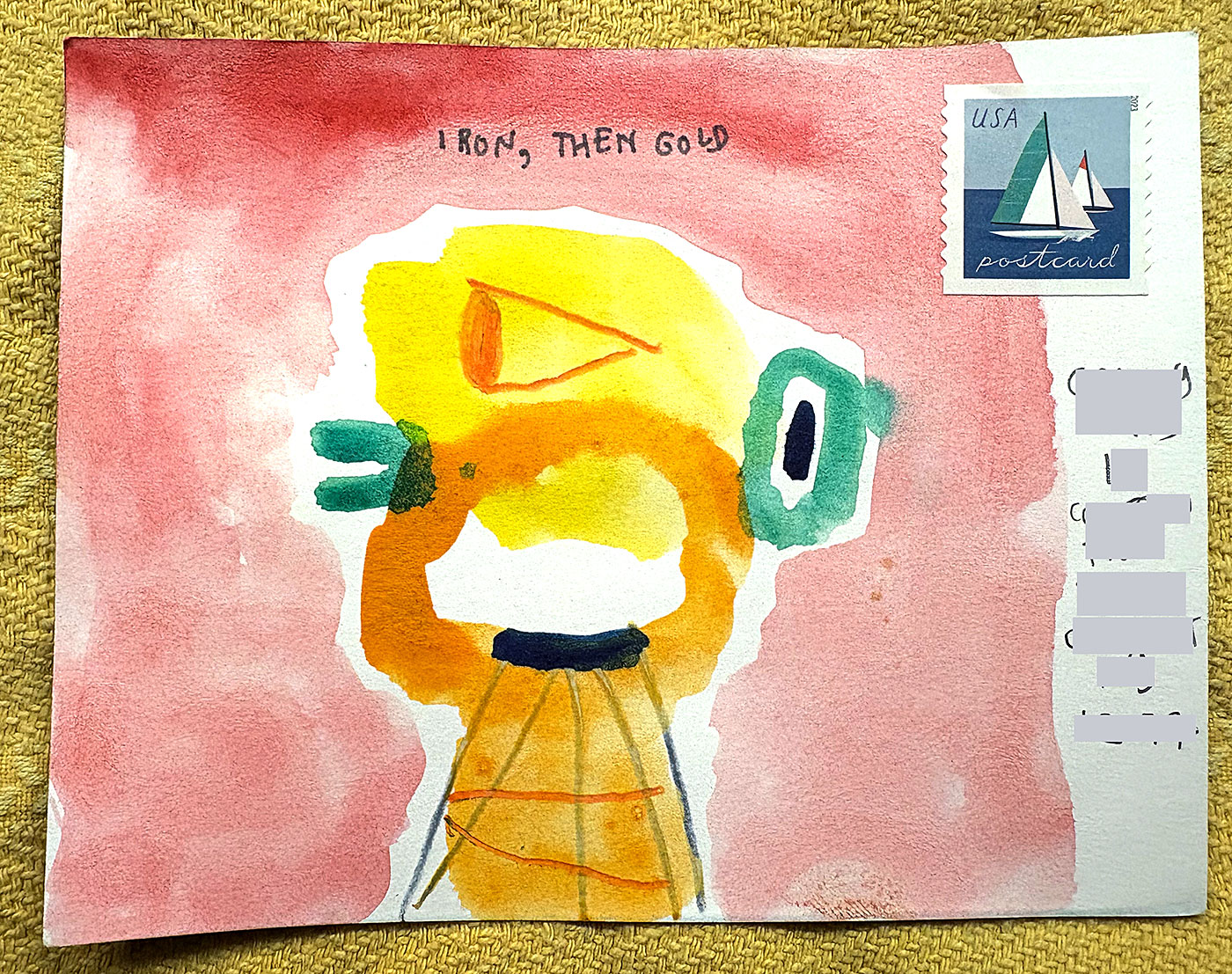Postcard drawing sent to send cheer