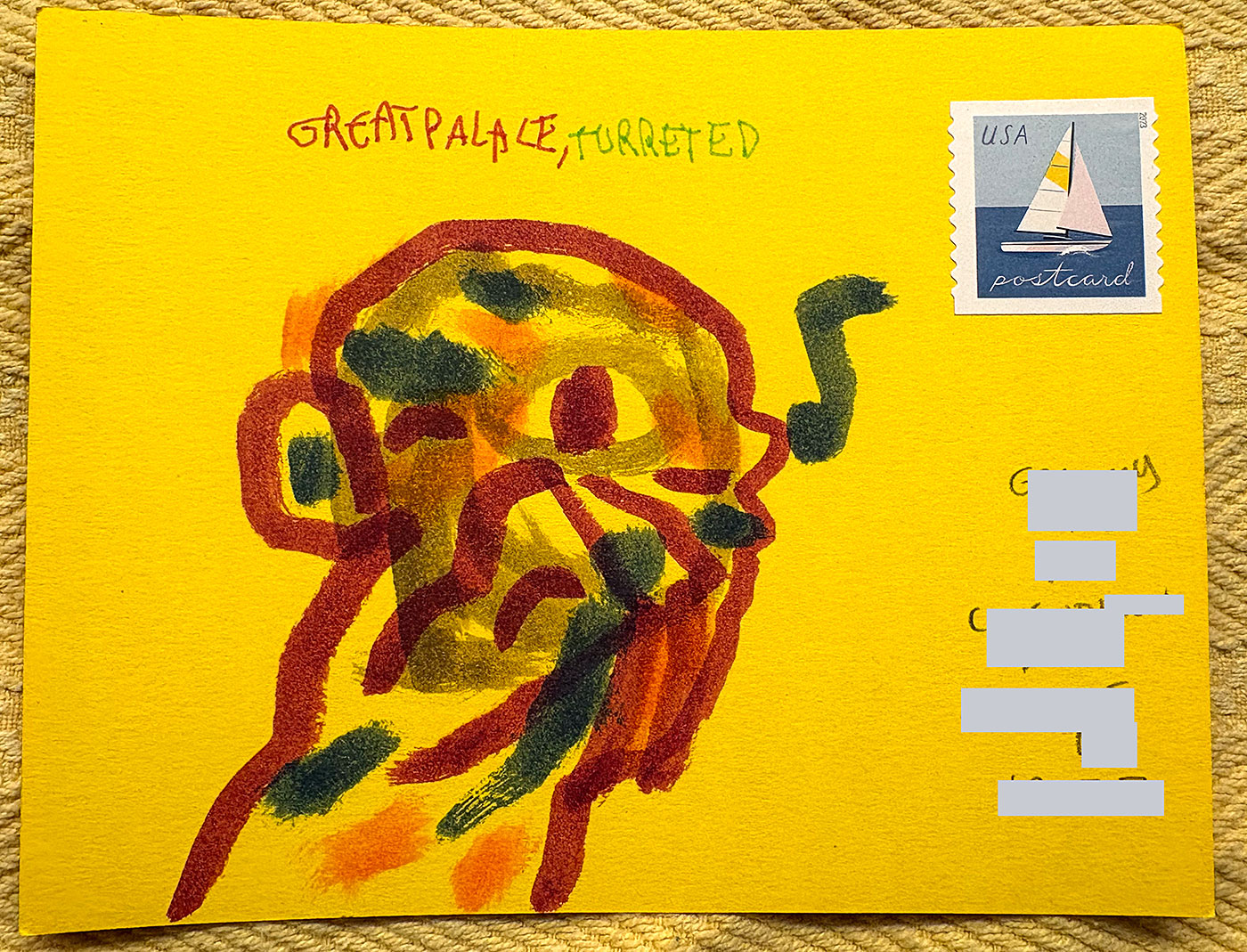 Postcard drawing sent to send cheer