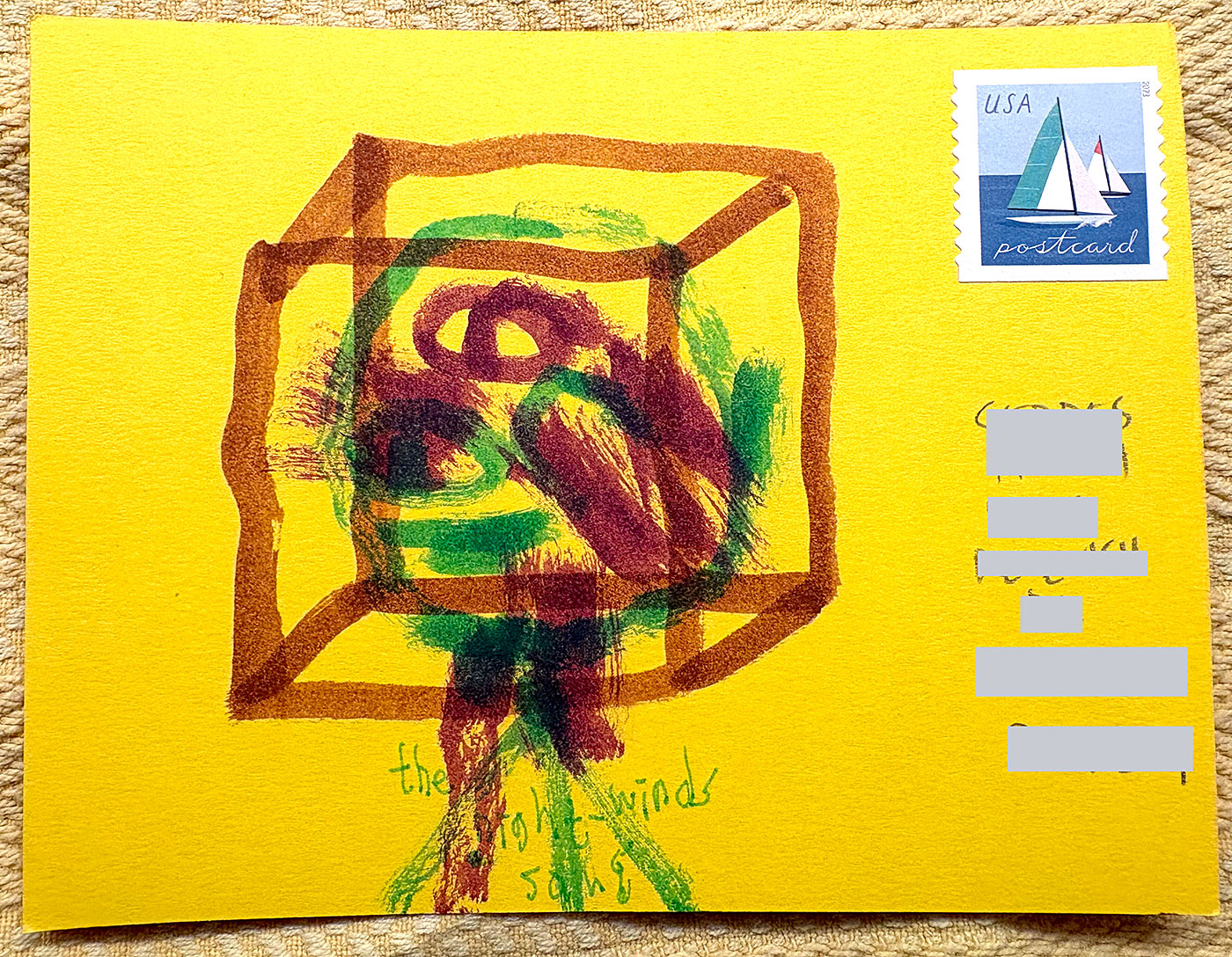Postcard drawing sent to send cheer