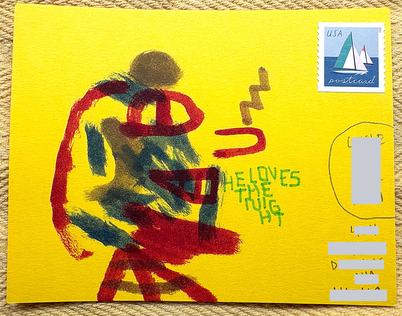 Postcard drawing sent to send cheer
