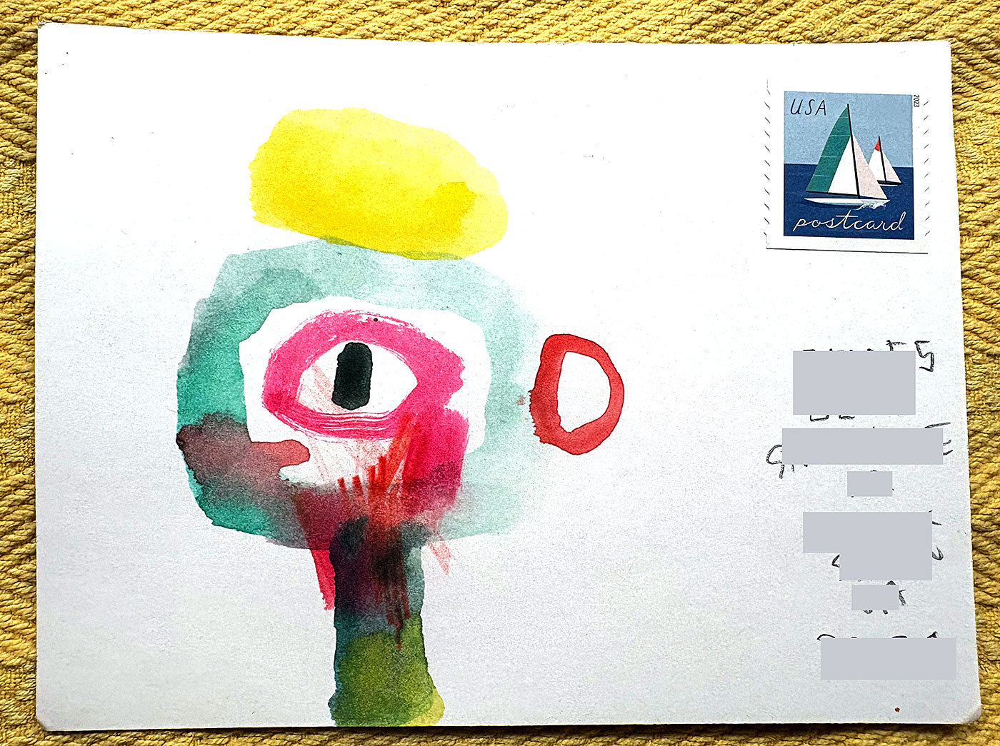 Postcard drawing sent to send cheer
